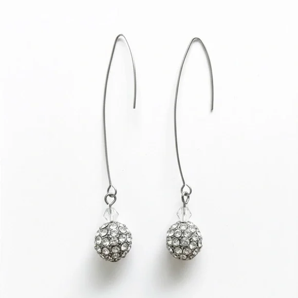 Elegant Silver Drop Crystal Earrings - Picture 3 of 4